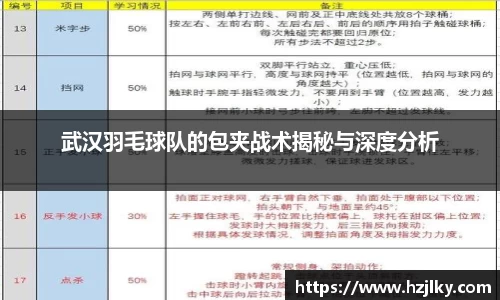 武汉羽毛球队的包夹战术揭秘与深度分析